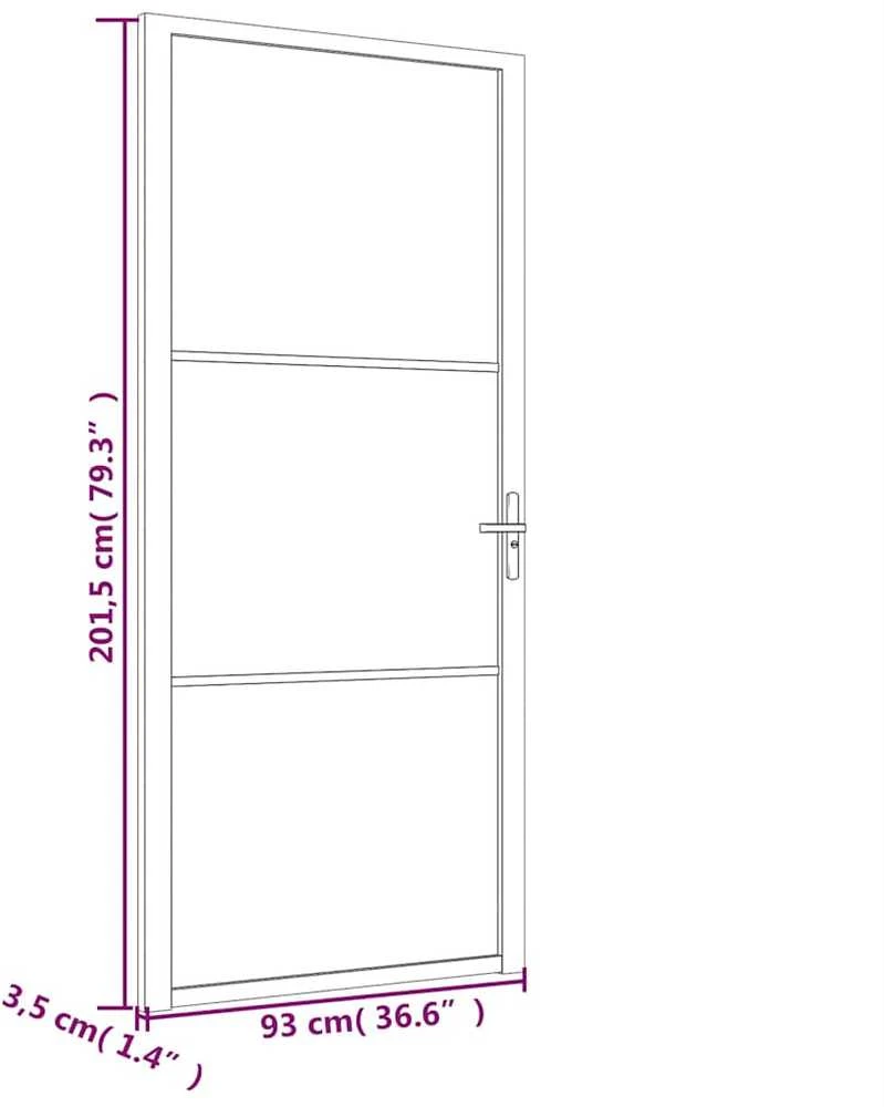 Vidaus durys, baltos, 93x201,5cm, matinis stiklas ir aliuminis