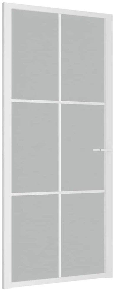 Vidaus durys, baltos, 93x201,5cm, matinis stiklas ir aliuminis