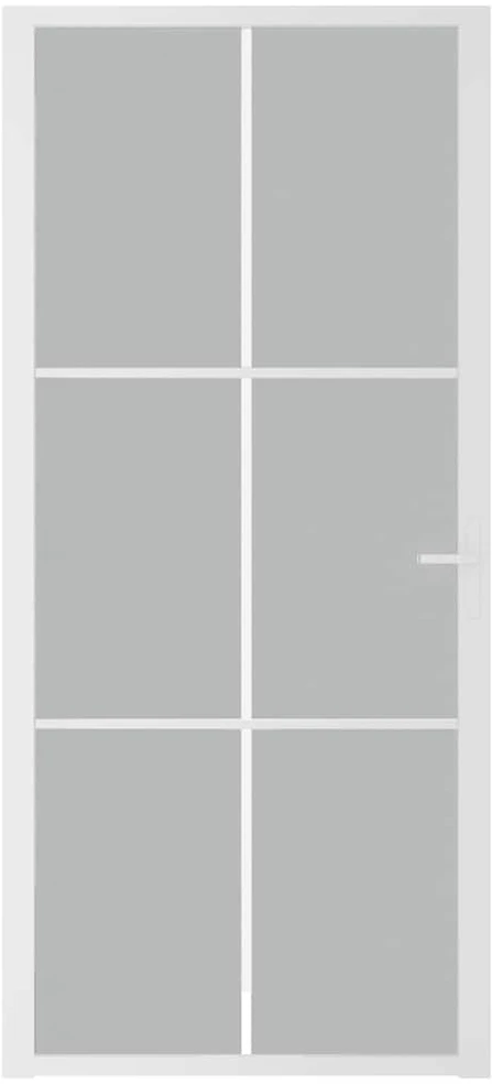 Vidaus durys, baltos, 93x201,5cm, matinis stiklas ir aliuminis