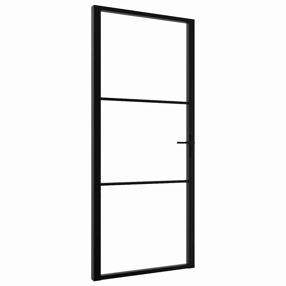 Vidaus durys, juodos, 102,5x201,5cm, ESG stiklas ir aliuminis