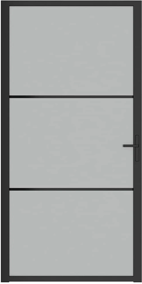 Vidaus durys, juodos, 102,5x201,5cm, matinis stiklas/aliuminis