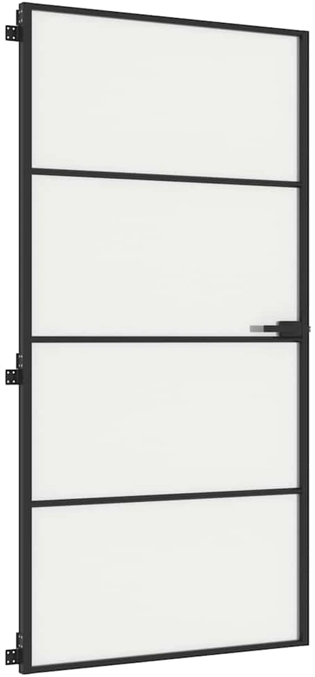 Vidaus durys, juodos, 102,5x201,5cm, stiklas ir aliuminis