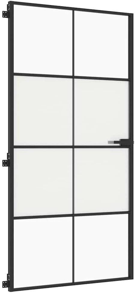 Vidaus durys, juodos, 102,5x201,5cm, stiklas ir aliuminis