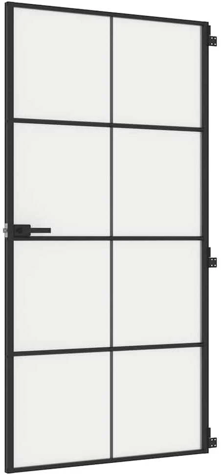 Vidaus durys, juodos, 102,5x201,5cm, stiklas ir aliuminis