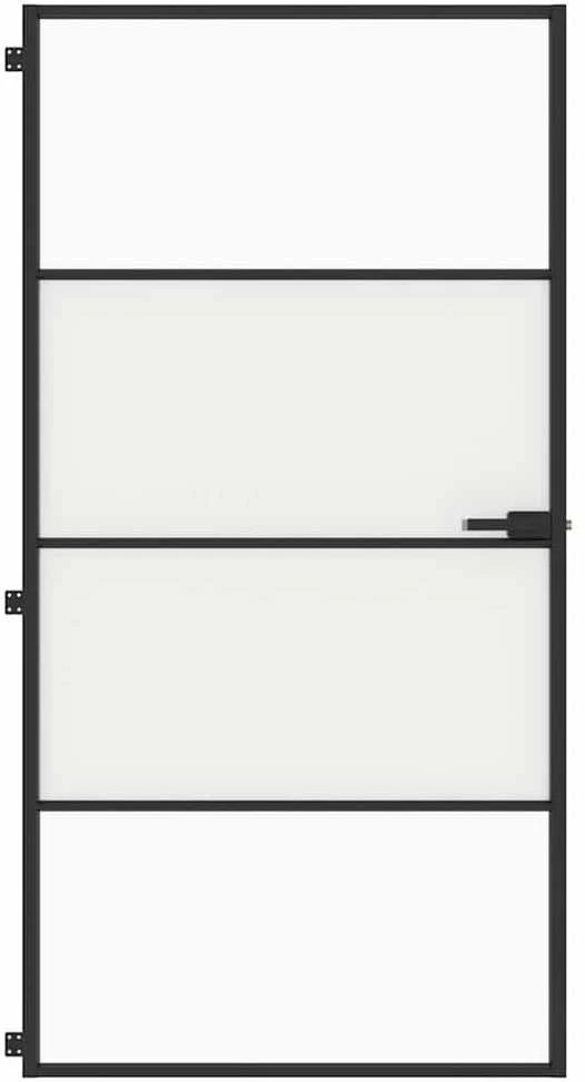 Vidaus durys, juodos, 102,5x201,5cm, stiklas ir aliuminis