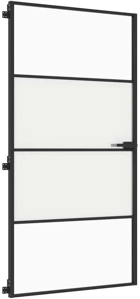 Vidaus durys, juodos, 102,5x201,5cm, stiklas ir aliuminis
