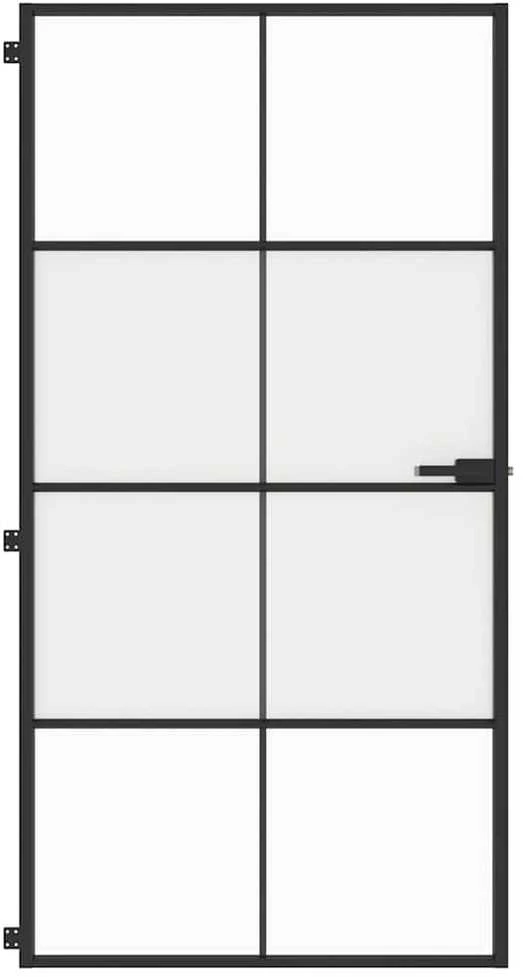 Vidaus durys, juodos, 102,5x201,5cm, stiklas ir aliuminis