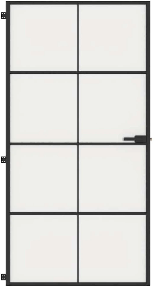 Vidaus durys, juodos, 102,5x201,5cm, stiklas ir aliuminis