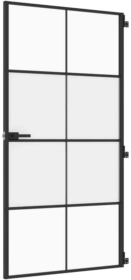 Vidaus durys, juodos, 102,5x201,5cm, stiklas ir aliuminis