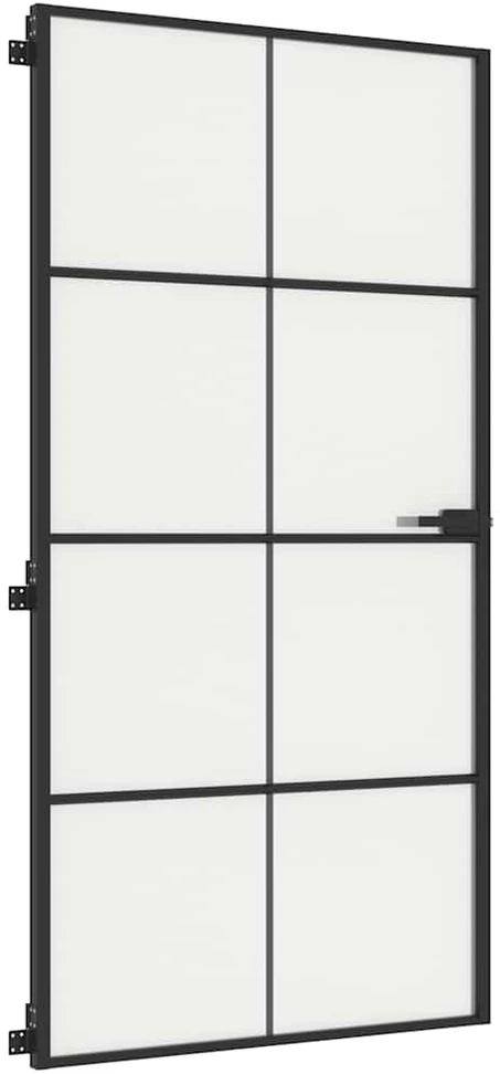 Vidaus durys, juodos, 102,5x201,5cm, stiklas ir aliuminis