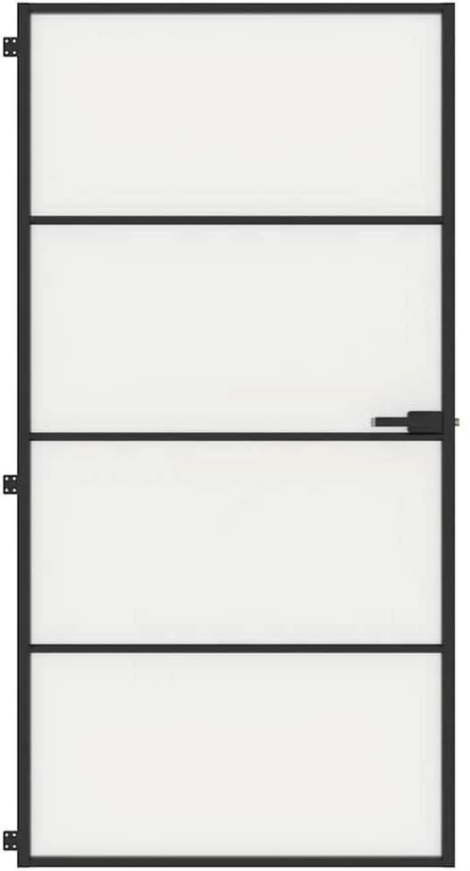 Vidaus durys, juodos, 102,5x201,5cm, stiklas ir aliuminis
