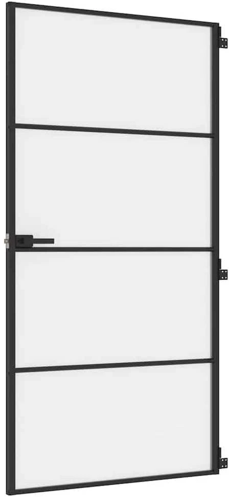 Vidaus durys, juodos, 102,5x201,5cm, stiklas ir aliuminis
