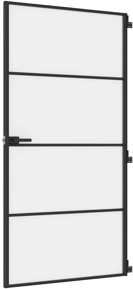Vidaus durys, juodos, 102,5x201,5cm, stiklas ir aliuminis