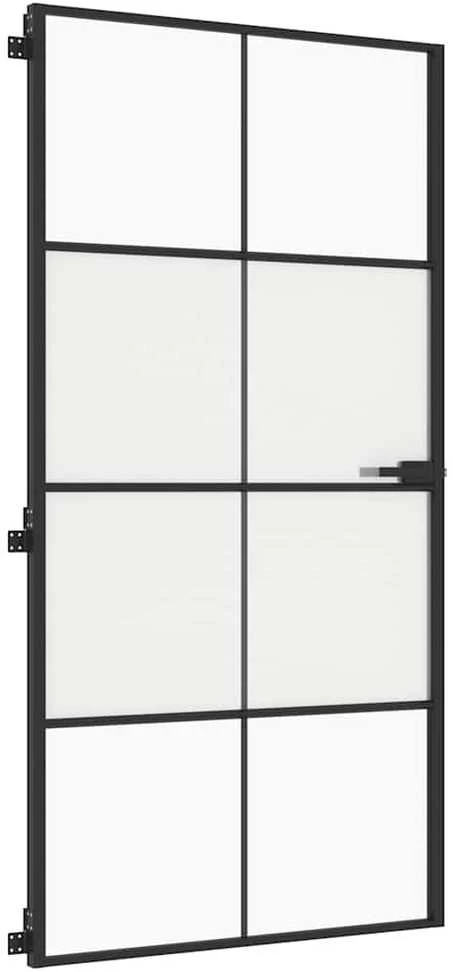 Vidaus durys, juodos, 102,5x201,5cm, stiklas ir aliuminis