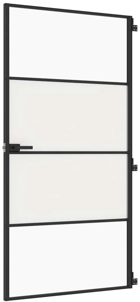 Vidaus durys, juodos, 102,5x201,5cm, stiklas ir aliuminis