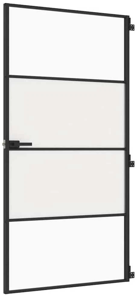Vidaus durys, juodos, 102,5x201,5cm, stiklas ir aliuminis