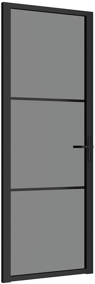 Vidaus durys, juodos, 76x201,5cm, ESG stiklas ir aliuminis