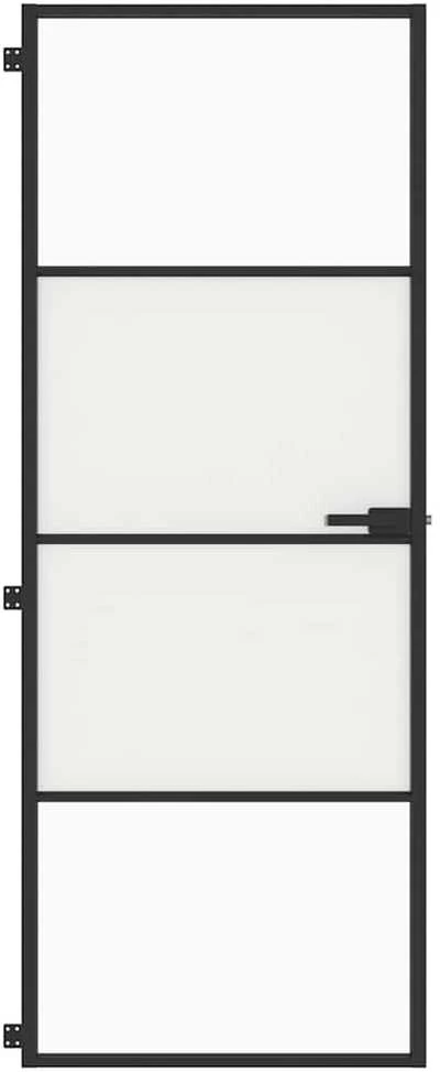 Vidaus durys, juodos, 76x201,5cm, grūdintas stiklas/aliuminis