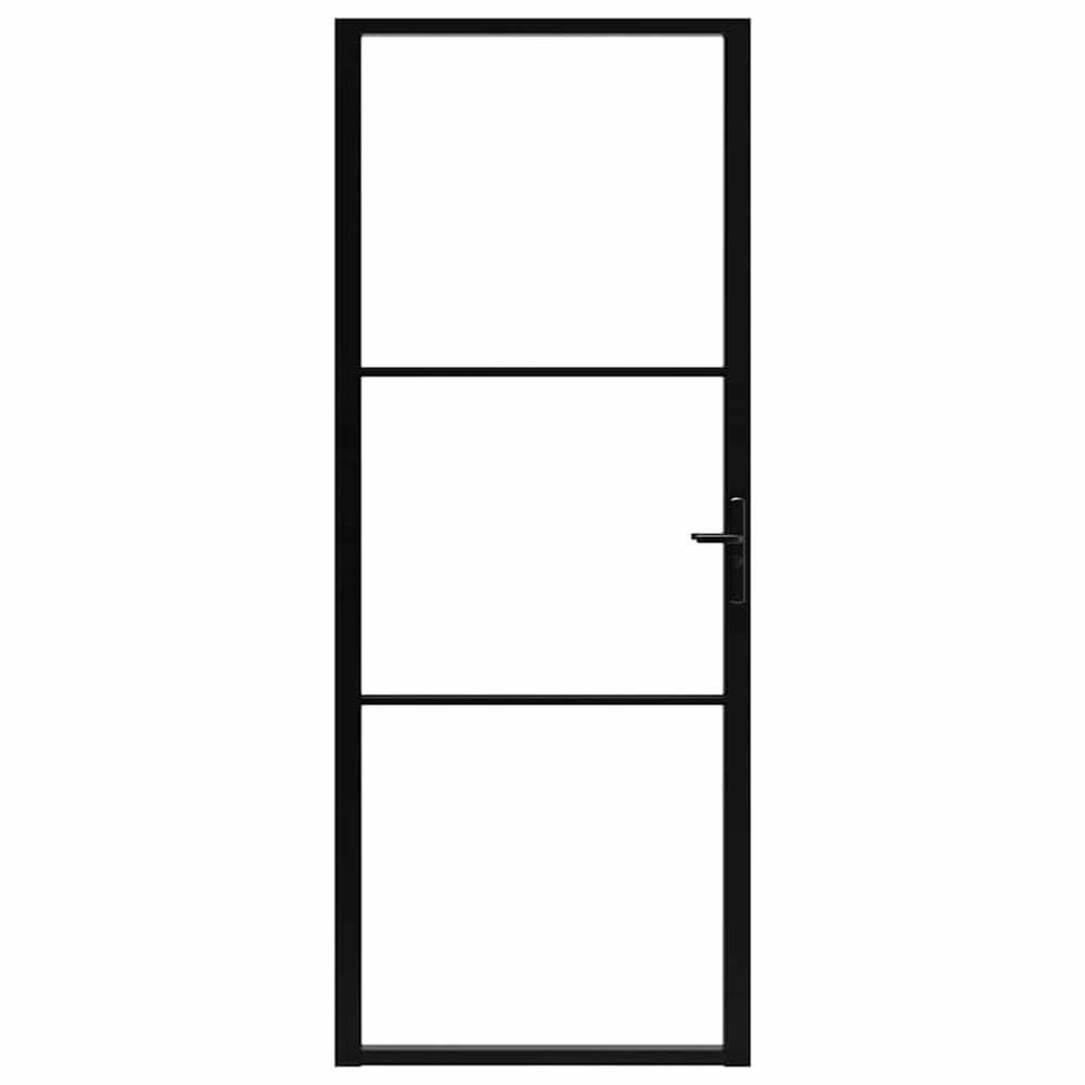 Vidaus durys, juodos, 83x201,5cm, ESG stiklas ir aliuminis