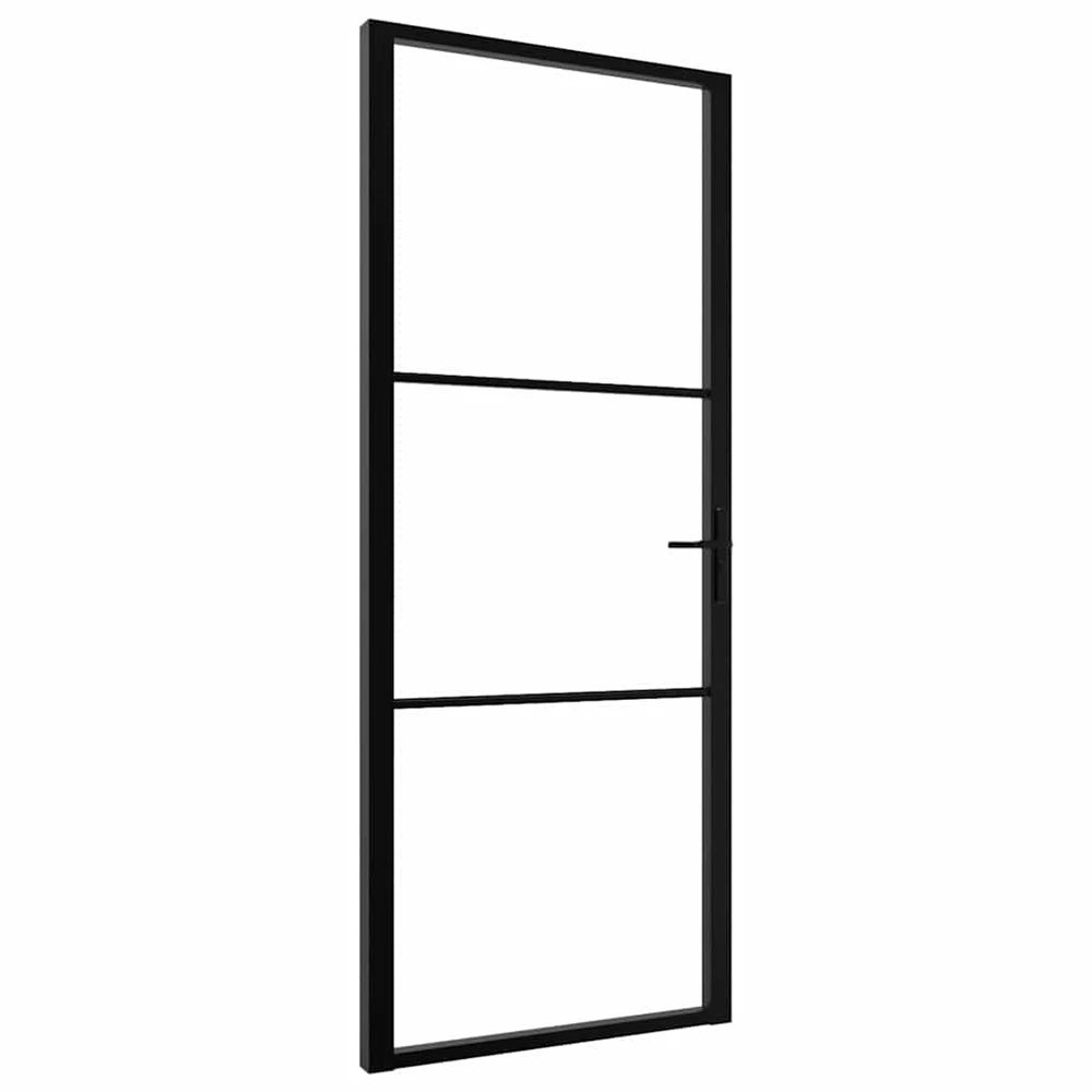 Vidaus durys, juodos, 83x201,5cm, ESG stiklas ir aliuminis