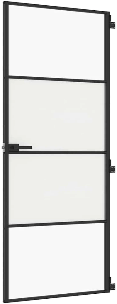 Vidaus durys, juodos, 83x201,5cm, grūdintas stiklas/aliuminis