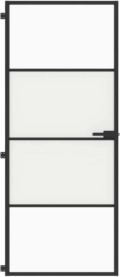 Vidaus durys, juodos, 83x201,5cm, grūdintas stiklas/aliuminis