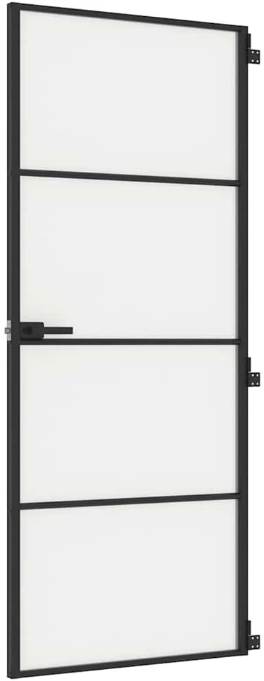 Vidaus durys, juodos, 83x201,5cm, grūdintas stiklas/aliuminis