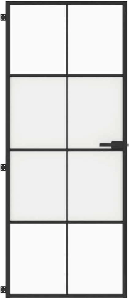 Vidaus durys, juodos, 83x201,5cm, grūdintas stiklas/aliuminis
