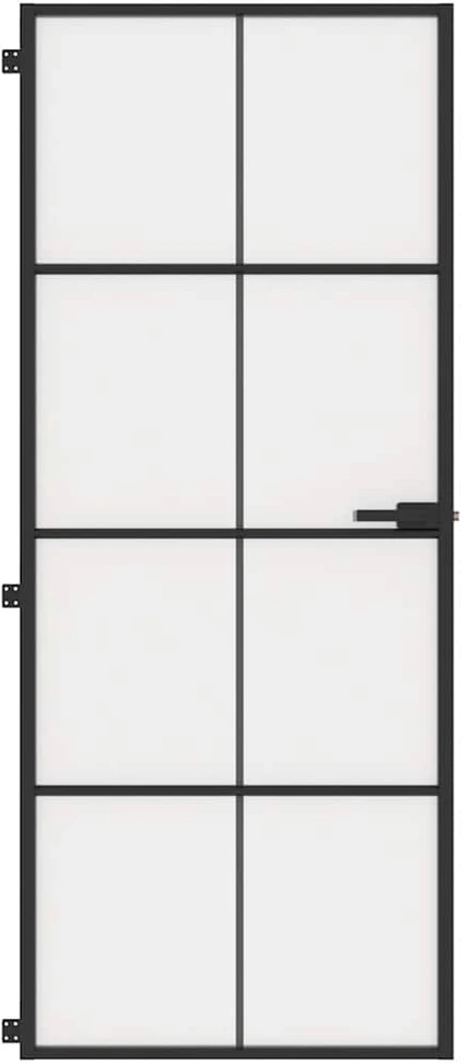 Vidaus durys, juodos, 83x201,5cm, grūdintas stiklas/aliuminis