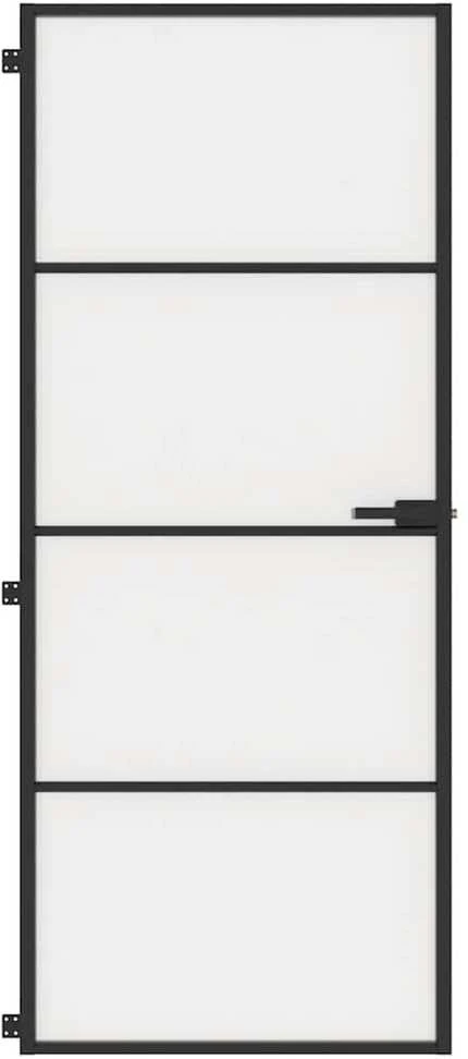 Vidaus durys, juodos, 83x201,5cm, grūdintas stiklas/aliuminis
