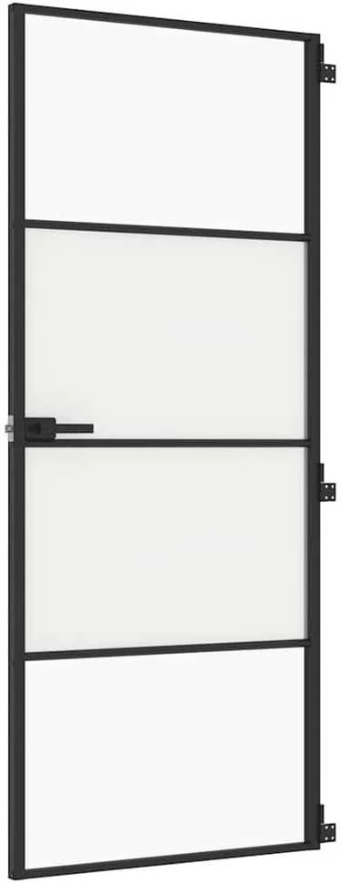 Vidaus durys, juodos, 83x201,5cm, grūdintas stiklas/aliuminis