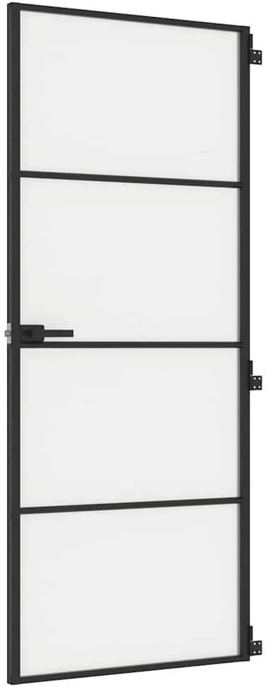 Vidaus durys, juodos, 83x201,5cm, grūdintas stiklas/aliuminis
