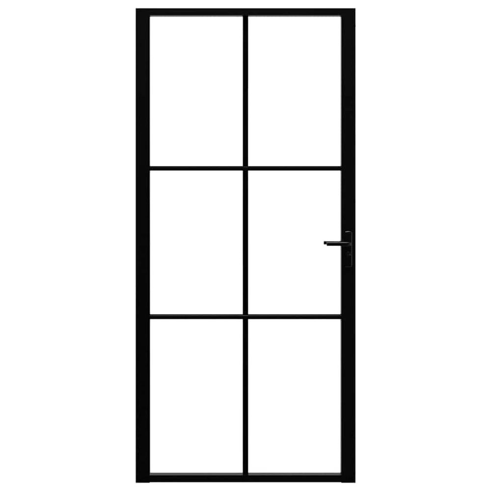 Vidaus durys, juodos, 93x201,5cm, ESG stiklas ir aliuminis