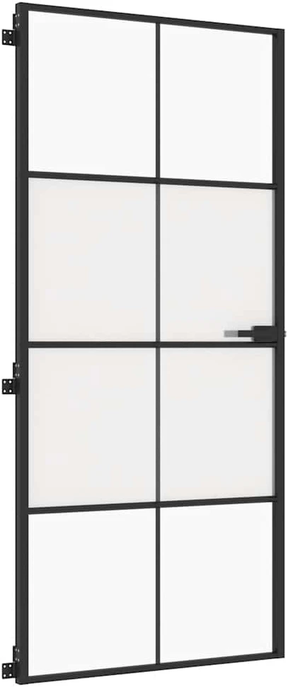 Vidaus durys, juodos, 93x201,5cm, grūdintas stiklas/aliuminis