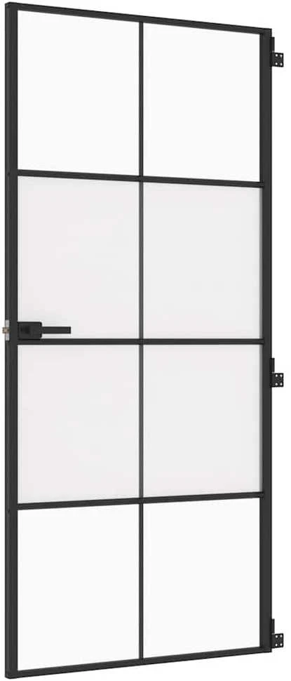 Vidaus durys, juodos, 93x201,5cm, grūdintas stiklas/aliuminis