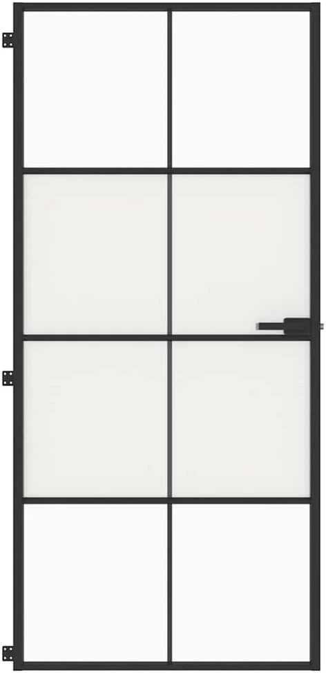 Vidaus durys, juodos, 93x201,5cm, grūdintas stiklas/aliuminis