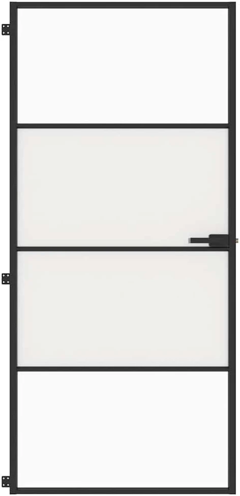 Vidaus durys, juodos, 93x201,5cm, grūdintas stiklas/aliuminis