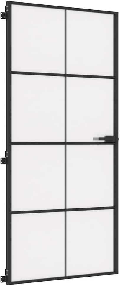 Vidaus durys, juodos, 93x201,5cm, grūdintas stiklas/aliuminis