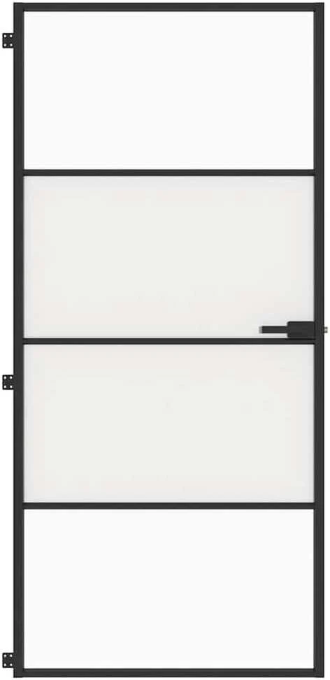 Vidaus durys, juodos, 93x201,5cm, grūdintas stiklas/aliuminis