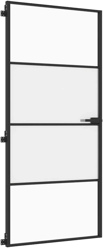 Vidaus durys, juodos, 93x201,5cm, grūdintas stiklas/aliuminis