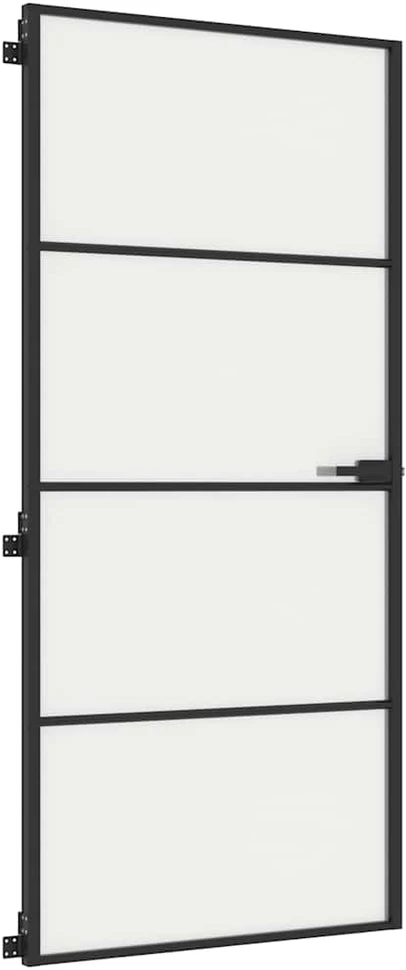 Vidaus durys, juodos, 93x201,5cm, grūdintas stiklas/aliuminis