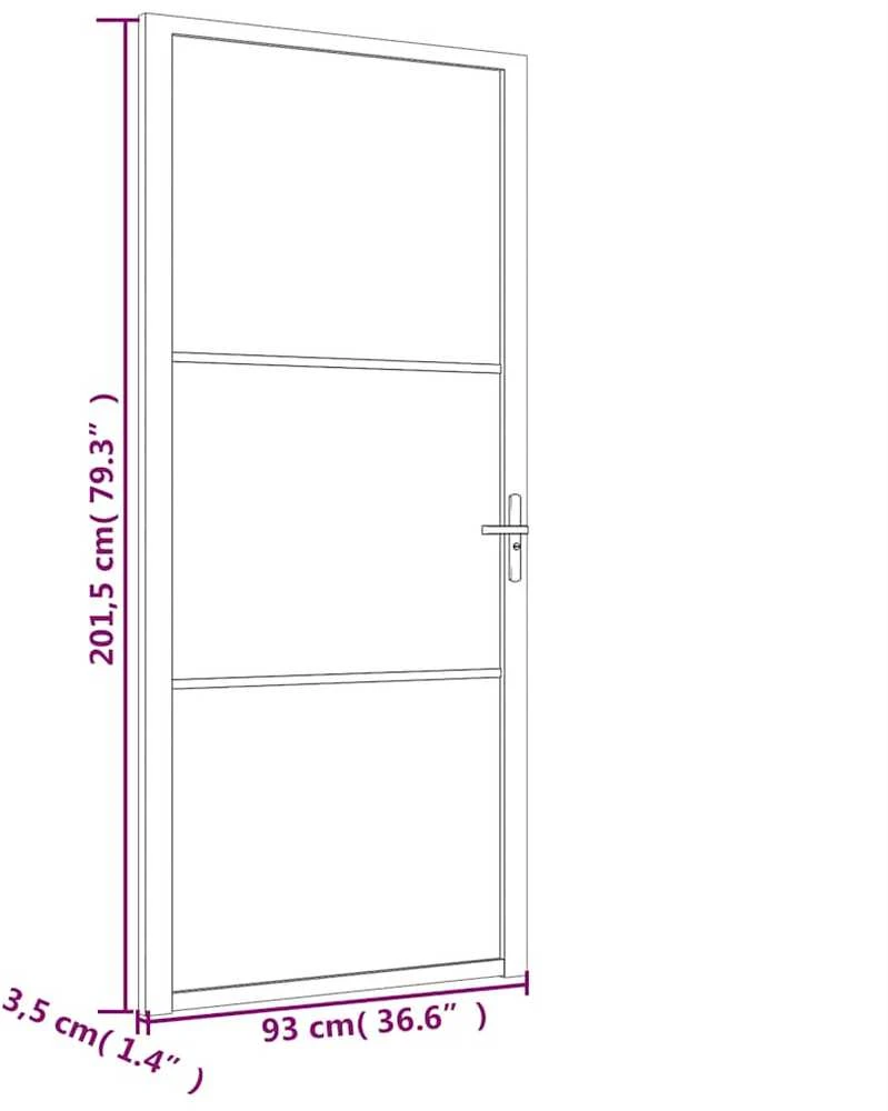 Vidaus durys, juodos, 93x201,5cm, matinis stiklas ir aliuminis