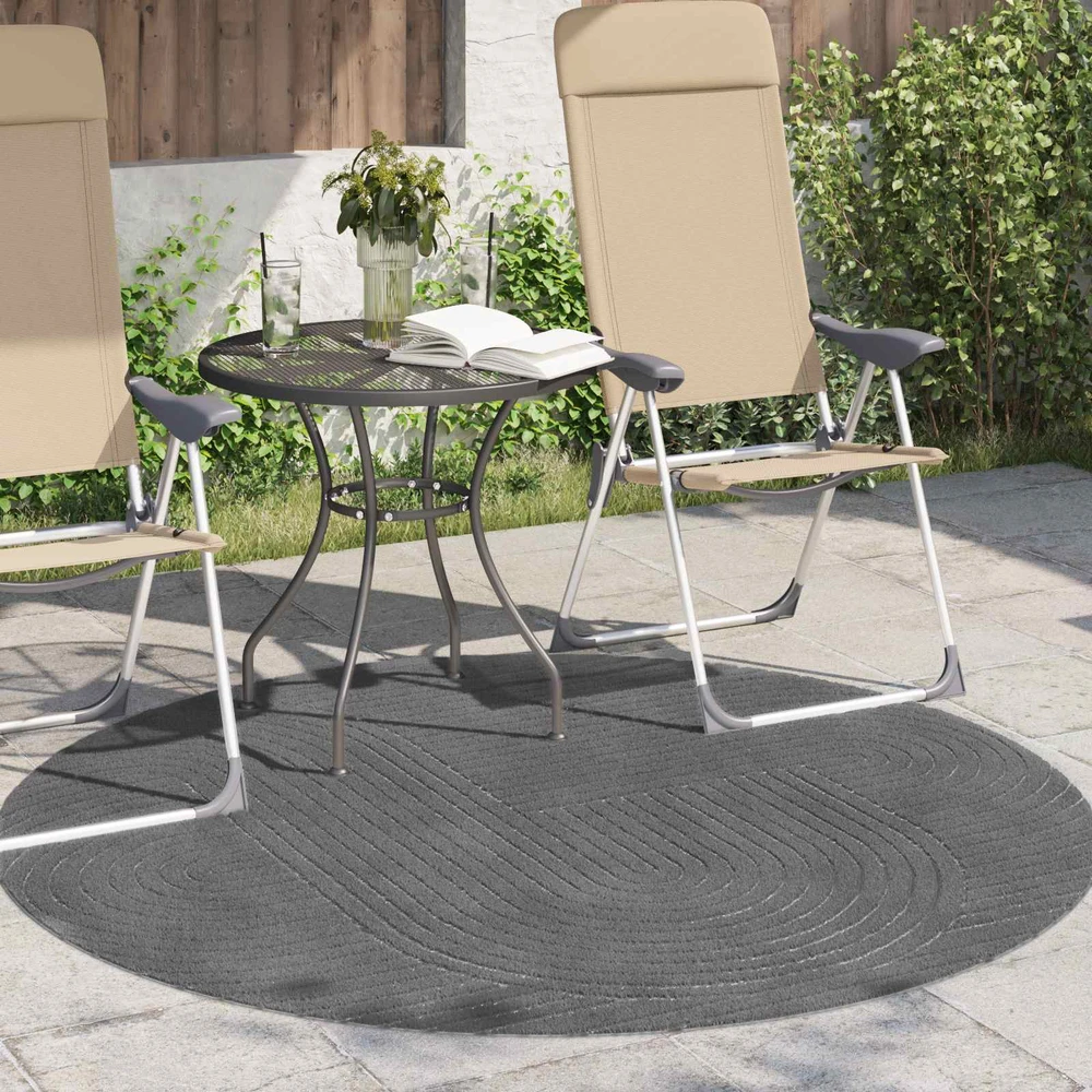 Vidaus ir lauko kilimas PALMERAS Antracitas Ø 120 CM