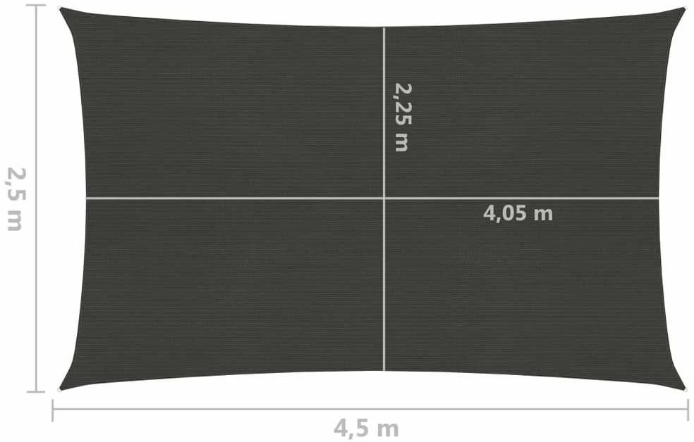 Uždanga nuo saulės, antracito spalvos, 2,5x4,5m, HDPE, 160g/m²