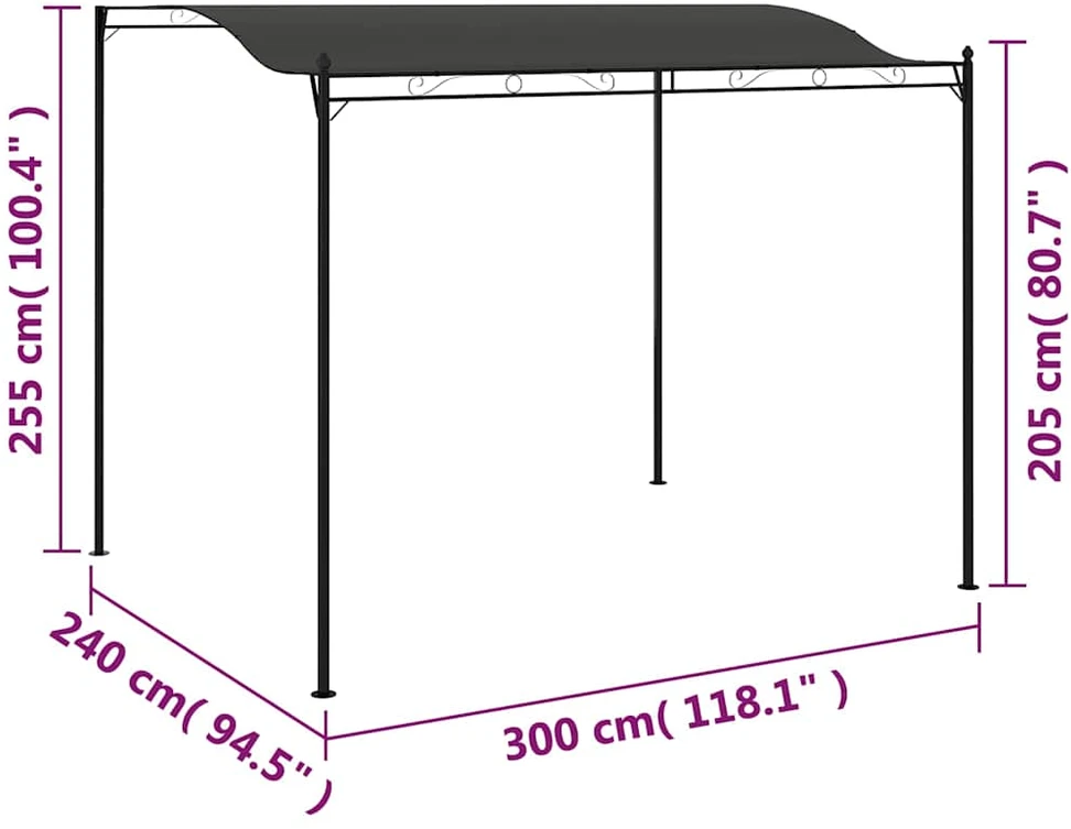 Uždanga nuo saulės, antracito spalvos, 3x2,4m