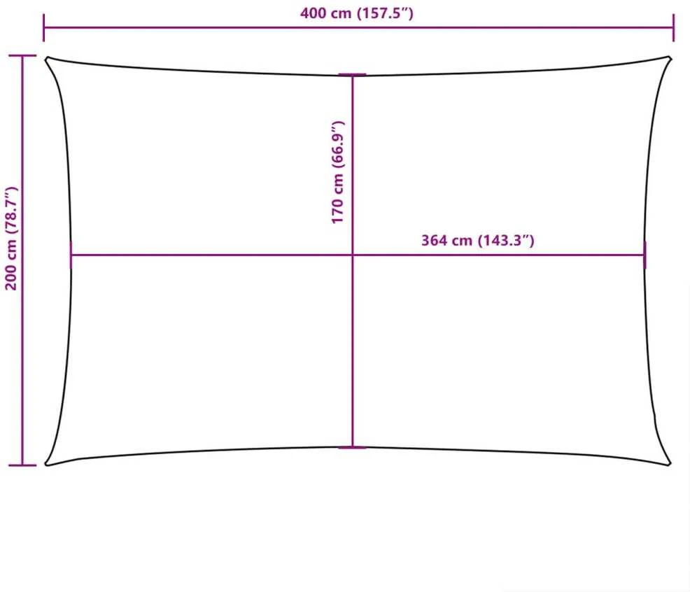 Uždanga nuo saulės, balta, 2x4m, oksfordo audinys, stačiakampė