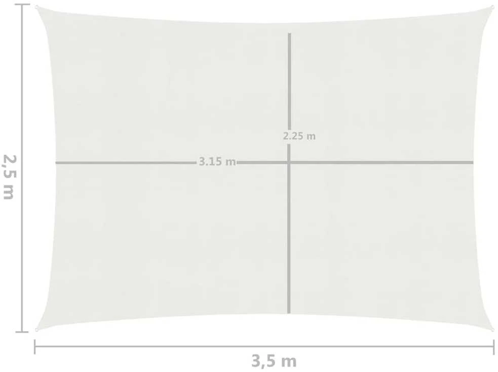 Uždanga nuo saulės, baltos spalvos, 2,5x3,5m, HDPE, 160g/m²
