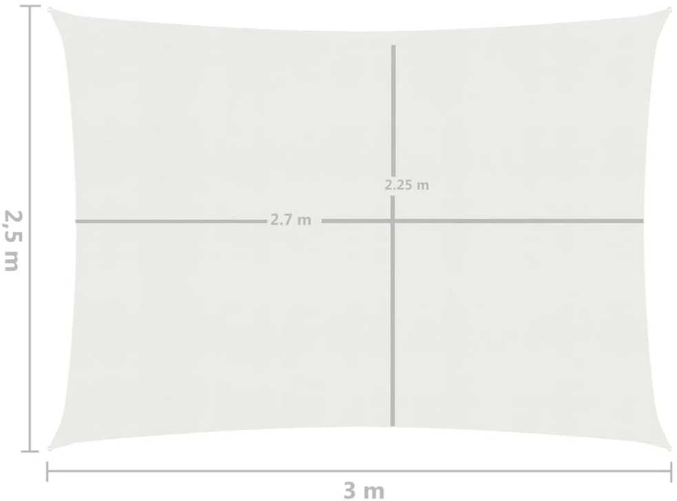 Uždanga nuo saulės, baltos spalvos, 2,5x3m, HDPE, 160g/m²