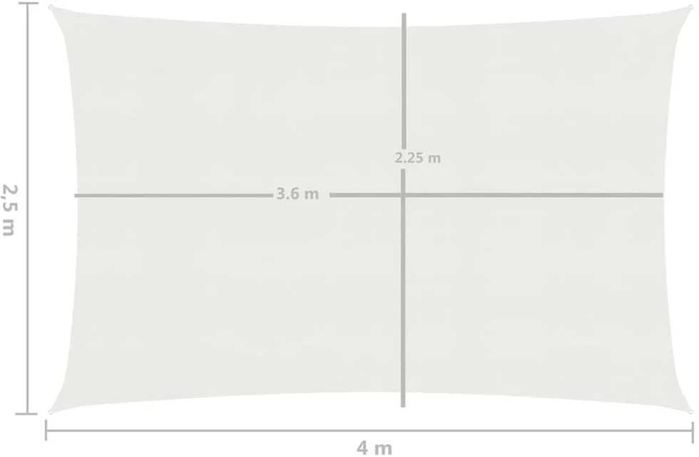Uždanga nuo saulės, baltos spalvos, 2,5x4m, HDPE, 160g/m²