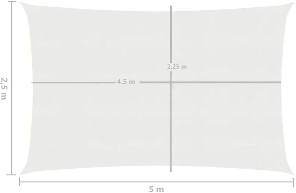 Uždanga nuo saulės, baltos spalvos, 2,5x5m, HDPE, 160g/m²